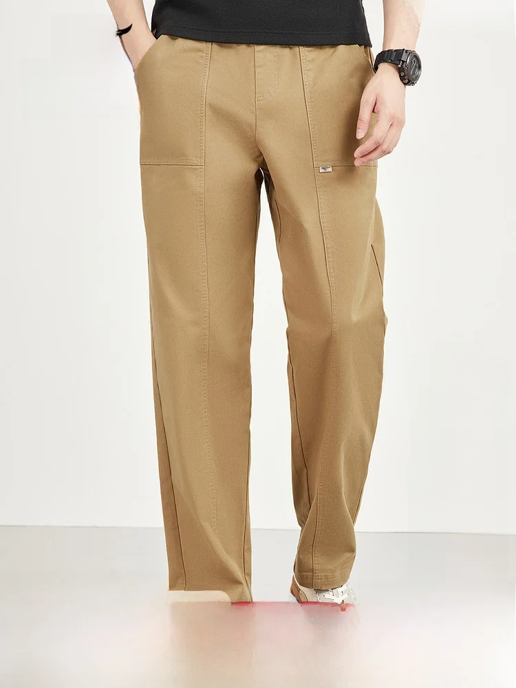 

Septwolves Men's Casual Pants Straight Leg Long Trousers Eco-friendly Patchwork Elastic Waist Faionable Busin Spring Autumn