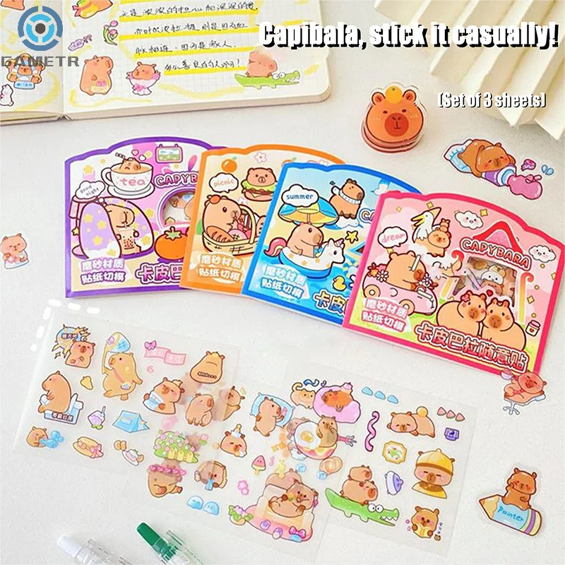 3 Blatt transparent kawaii Anime Capybara Aufkleber Cartoon wasserdicht Capybara DIY Handbuch Dekoration Kinder Aufkleber Geschenke