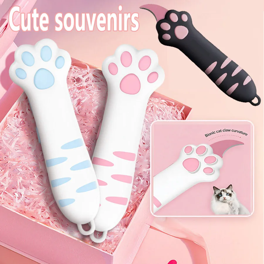 Cuchillo Multiusos Retráctil con Diseño de Garra de Gato (Negro, Rosa, Azul) - 3/1 Piezas - Cortador de Papel Portátil y Abrecajas para Manualidades