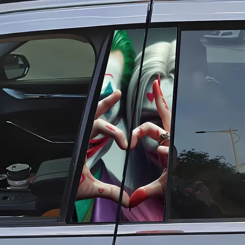 1PC Funny Clown CP Car Stickers Auto B Pillar Waterproof Center Column Decoration Cover Scratches Sunscreen Vinyl Door Decals