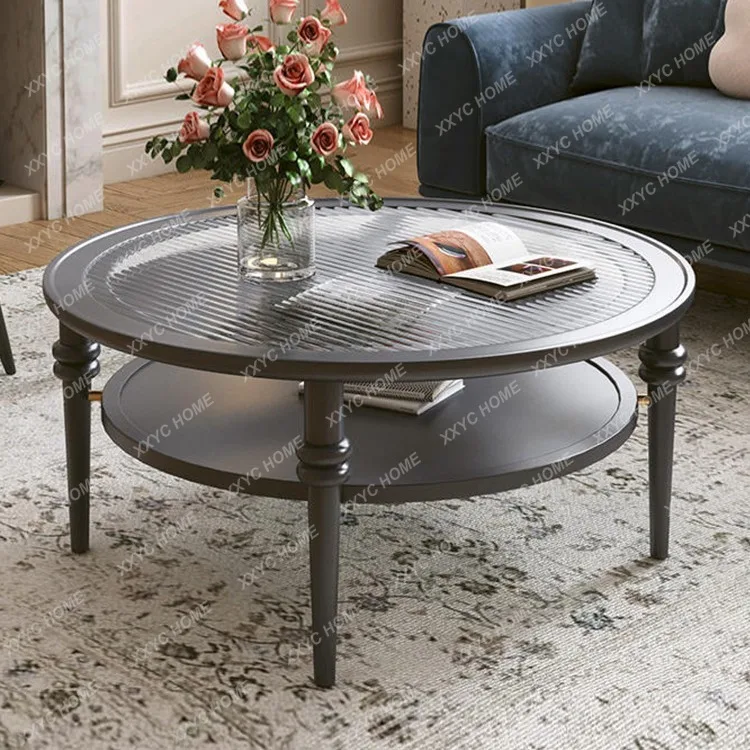LSummer lotus pattern rattan solid wood coffee table Japanese-style household petal retro edge table