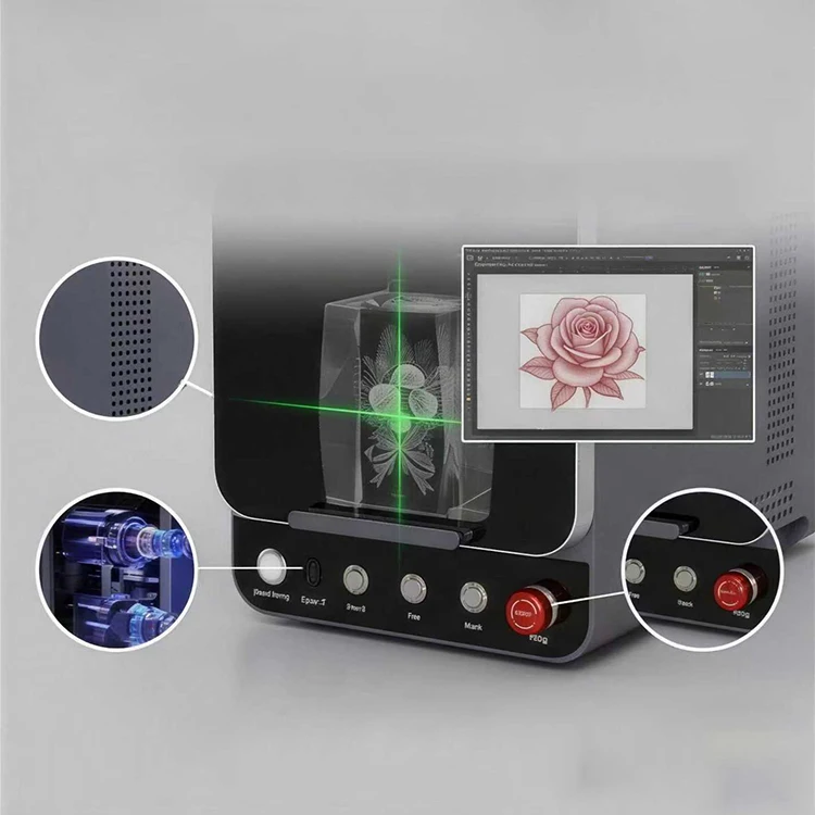 2.5D 3D Glass Vidrio Crystal Inner Engraver 5W UV Laser 2D Surface Paper Wood Leaves Marking Cutting Machine
