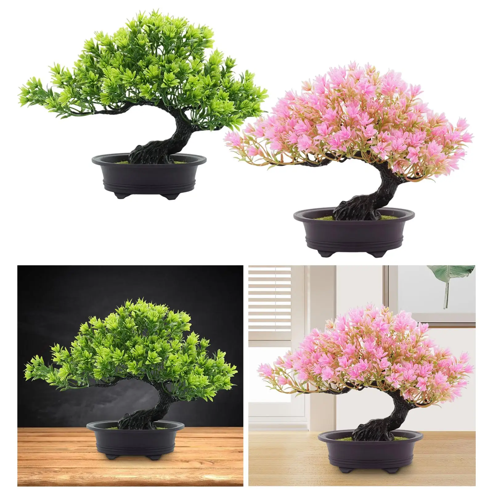 Artificial Bonsai Tree Japanese Pine Bonsai Indoor Fake Plants Bonsai Tree for Desk Living Room Office Bathroom Bookshelf