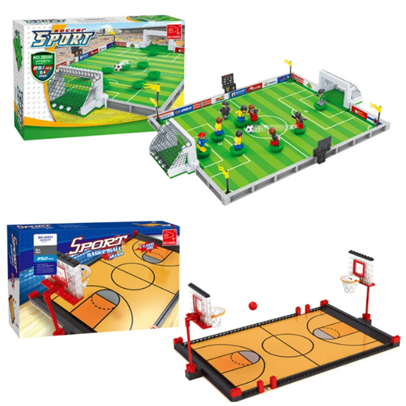 Soccer Football Field Stadium Worldwide Building Bricks Team Player Football Match Blocks Toys Winning Cups For Kid Gift