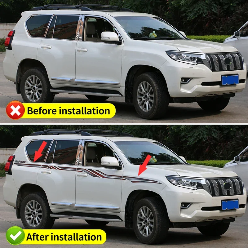 For Toyota Land Cruiser Prado 150 LC150 Fj150 Appearance Upgraded Accessories Waistline Pattern Decorative Color Stripes Sticker