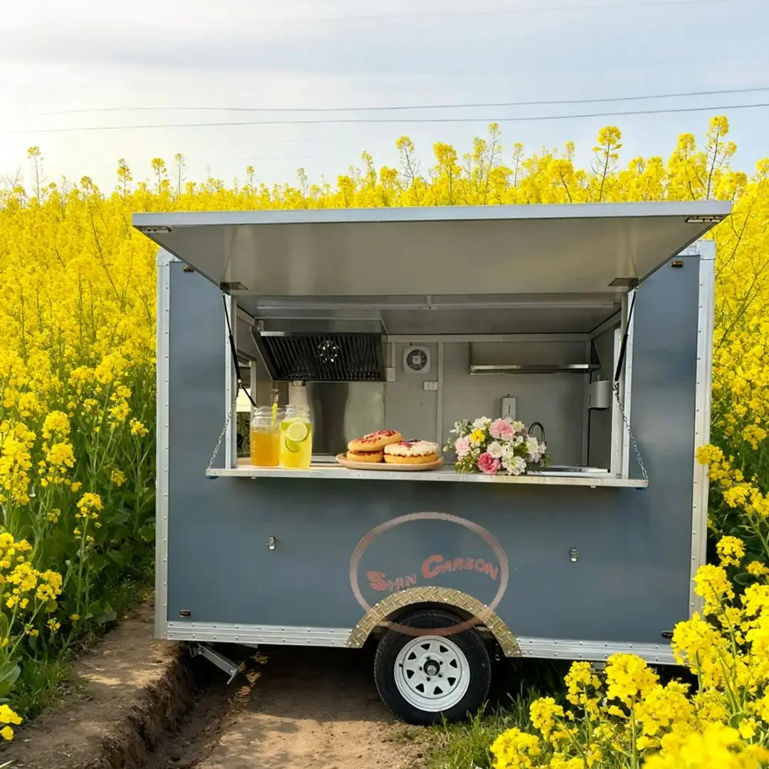 

Interior Catering Trailer Mobile Food Truck with Sink Ventilation Fiberglass Construction for Street Food Business