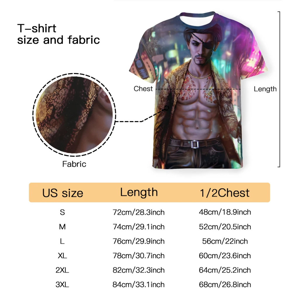 Yakuza Polyester TShirt for Men Majima Goro Soft Casual Thin T Shirt High Quality Fluffy