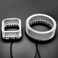 New Cross-Border Car Angel Eye LED Headlight One-Piece Cover 5D Lens Aperture round White Yellow Turn Signal Light Motorcycle Eq