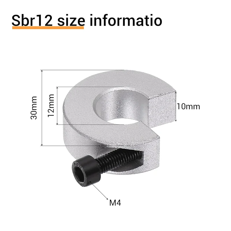 Y17A Linear Rail Limit Fixing Rings, 8Pcs 12Mm SBR12 Linear Rail Stop Collars Anti-Collision Block Stopper Fixing Rings