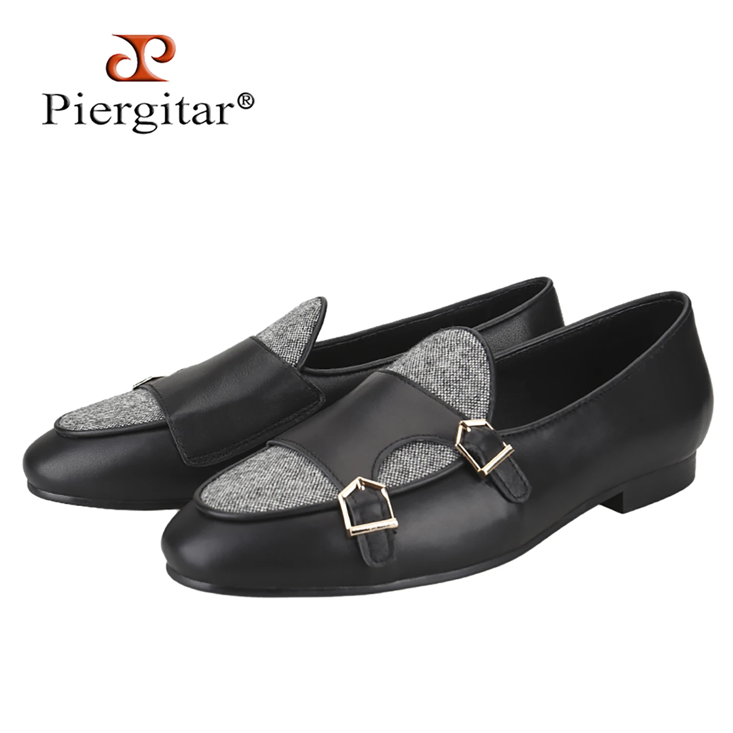 

Piergitar, черные лоферы из телячьей кожи в стиле пэчворк, серые мужские лоферы из кунжутной ткани, классические туфли ручной работы в британском стиле с двойными точками, большие размеры