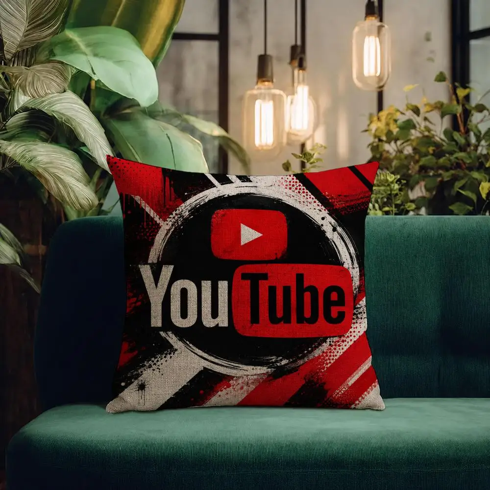 Brand YouTube Cushion Cover Natural Linen Pillowcase Set Cushion Cover for Sofa Bedroom Chair