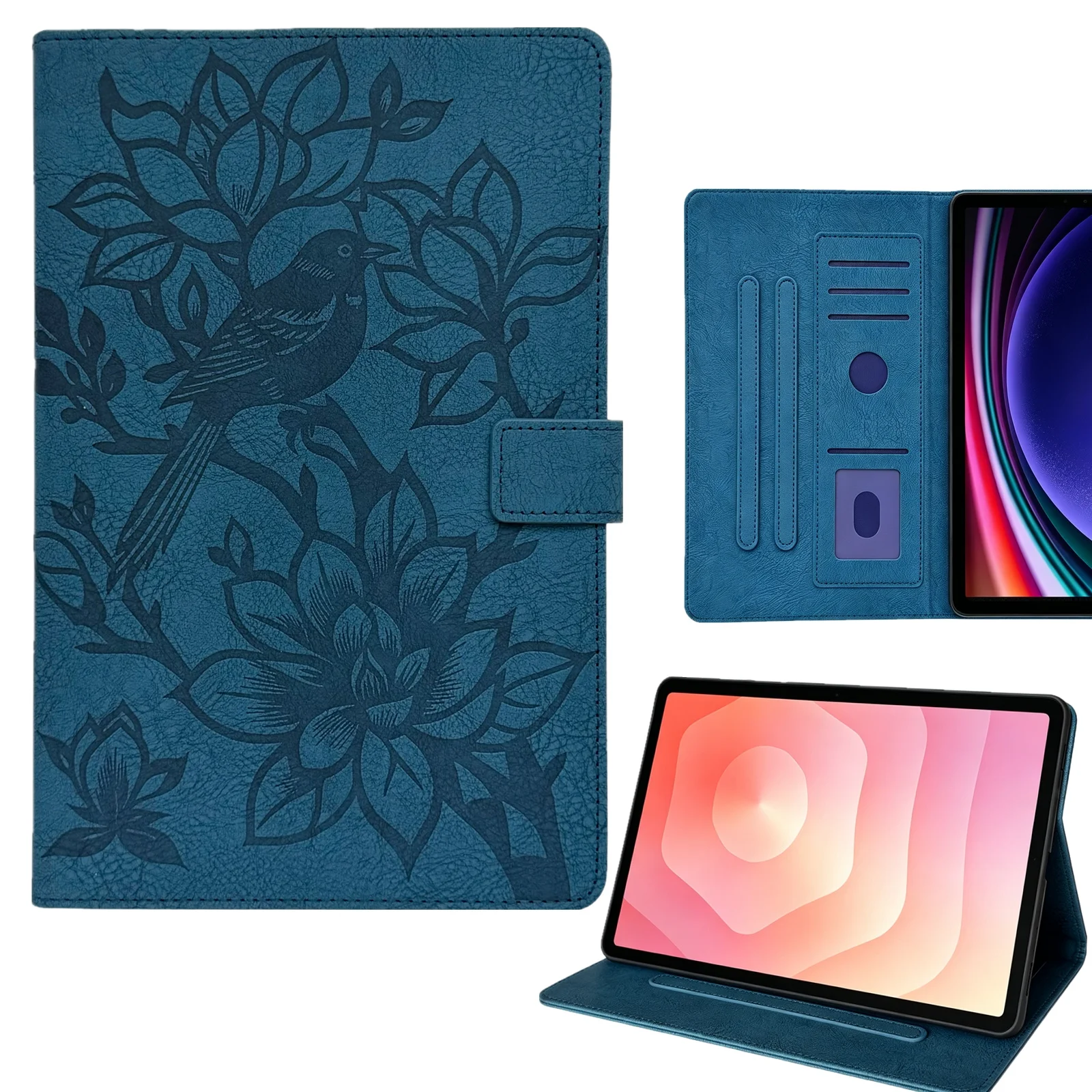 Tablet Case for Amazon Fire HD 8 (2024)  /  (2022)  /  (2020)  /  8 Plus (2022)  /  (2020)  Embossed Magpie Pattern TPU PU Prote