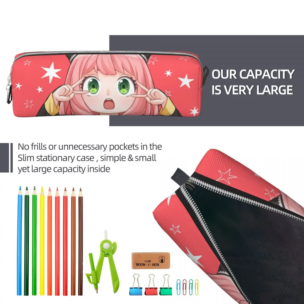 Piórniki Anime Anya Spy X Family Piórniki Kawaii Piórniki Uchwyt na długopisy dla uczniów Duże torby do przechowywania Artykuły szkolne Artykuły