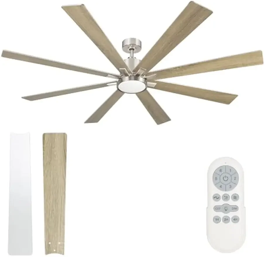 72 Inch Indoor Ceiling Fans with Lights and Remote Control,Quiet Indoor Reversible DC Motor Ceiling Fan,8 Blades, Dimmable, 5CCT