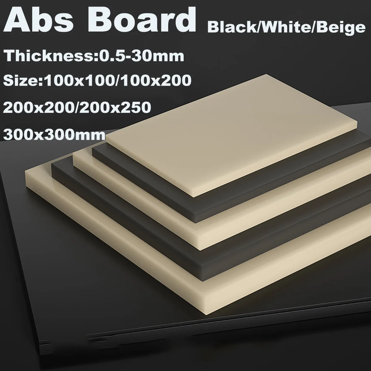 

Black Beige ABS Plastic Sheets Plates CNC Machining Plastic Materials Thick 1/2/3/4/5/6/8/10/12/15/20/25/30/35/40mm