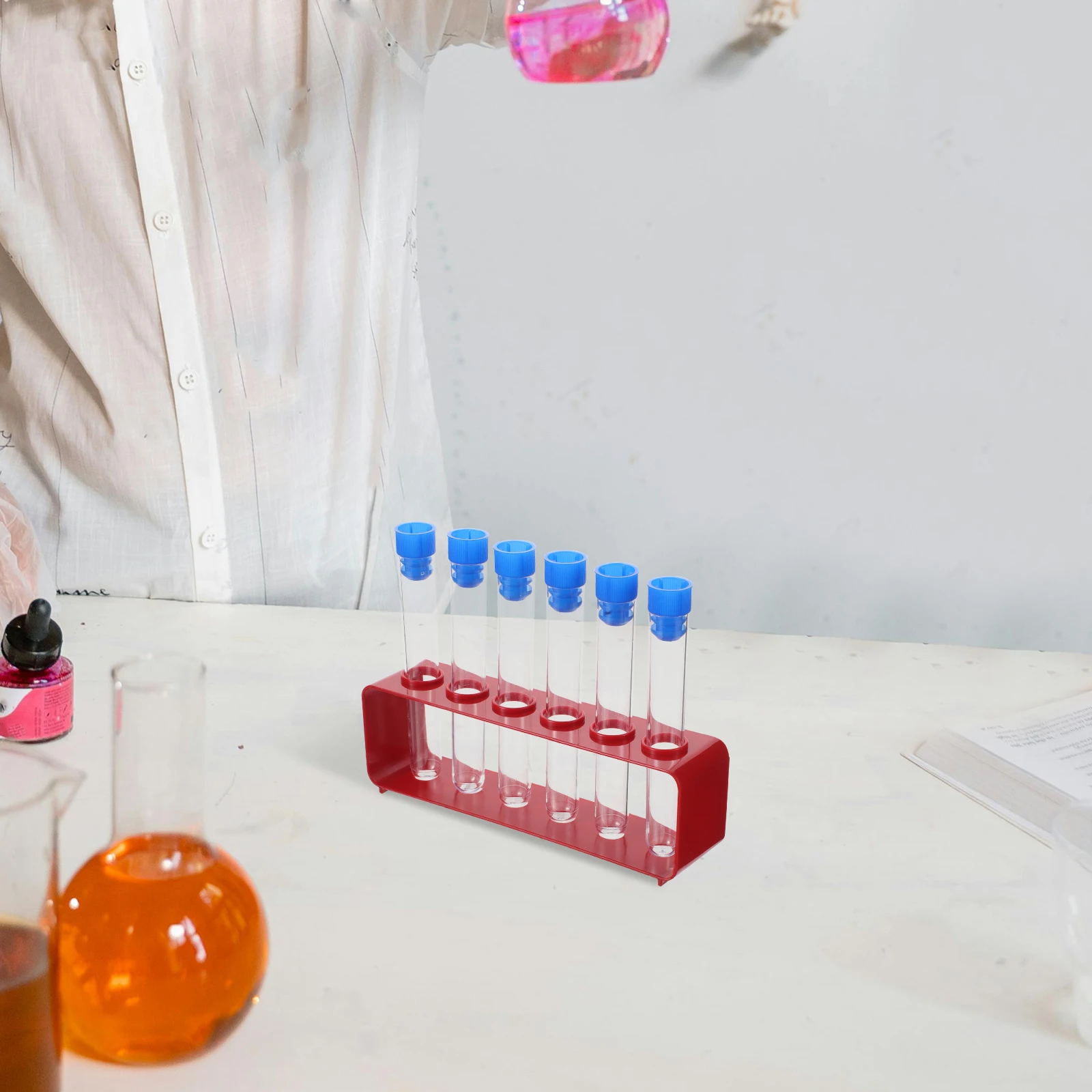 

1Set Durable Plastic Test Tubes with Caps Easy Clean High Temp Resistance Lab Equipment for Educational Use Chemistry Set