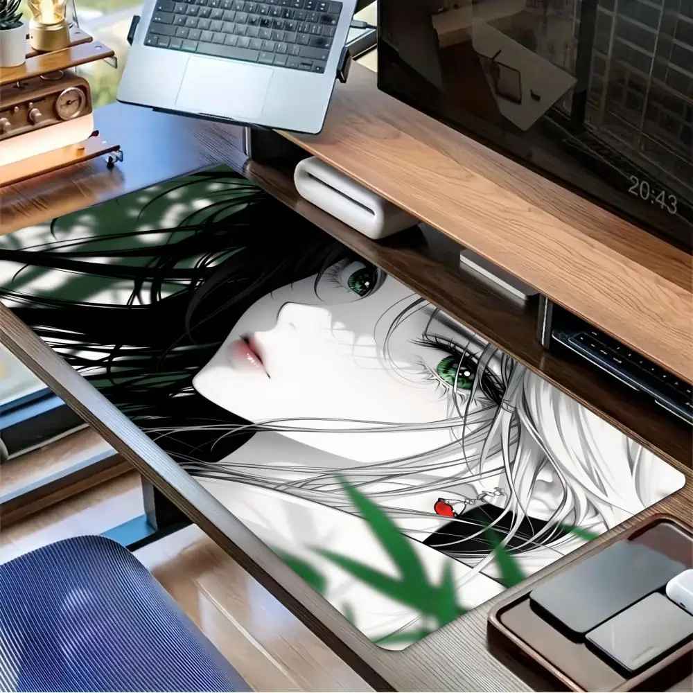 Bamboo Shadow Anime Girl Gaming Mats Desk Pad Large Mouse Pad Rubber Anti-Slip Edge Locking Office Mat PC Accessories Computer