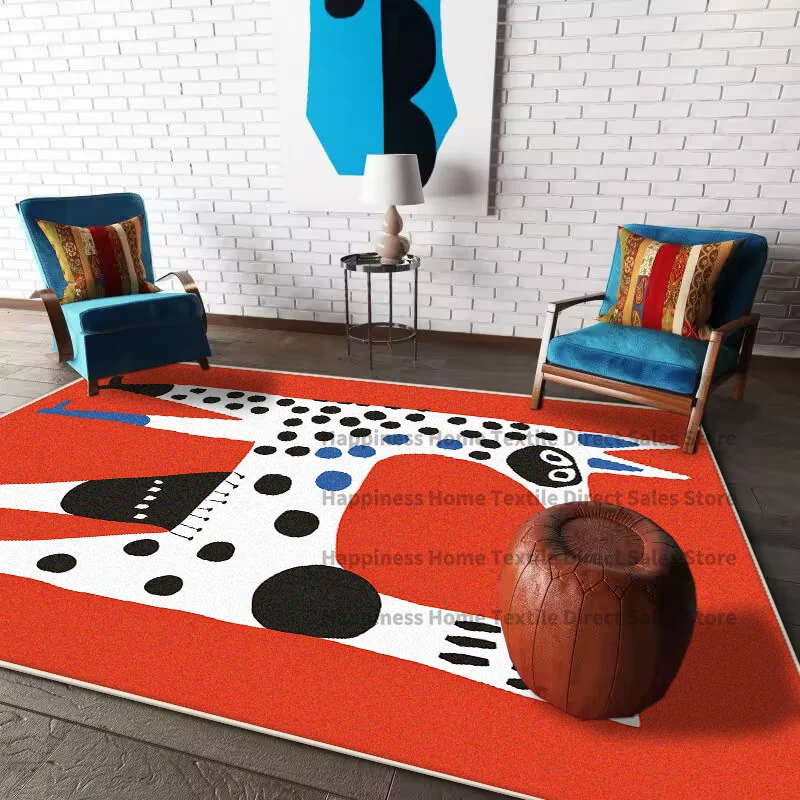 Modern Abstract Animal Rugs for Bedroom Red Carpets for Living Room Easy Care Non-slip Cloakroom Rug Large Area Lounge Carpet