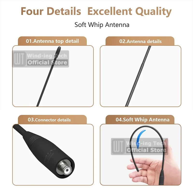 Original Nagoya NA-320A High Gain Antenna Tri-Band SMA-Female Soft Whip Aerial Higher Quality For Baofeng UV-32 UV-5RM Ham Radio