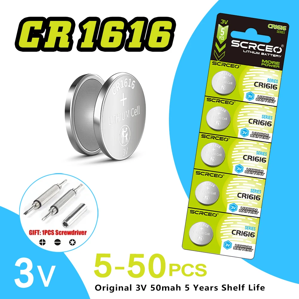 5PCS-50PCS CR1616 DL1616 ECR1616 GPCR1616 1.5V Lithium Manganese Dioxide Button Battery, Suitable for Calculators, Watches
