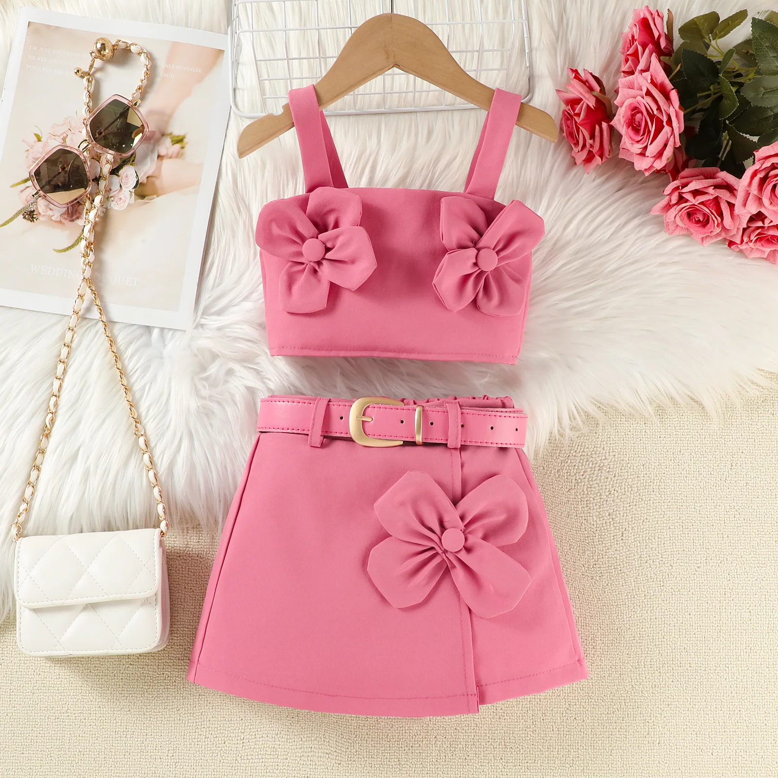 Children's Clothing Sets Three-dimensional Flower Camisole + Skirt 2pcs Sets Girls Clothes Set 2 To 6 Years Toddler Girl Clothes