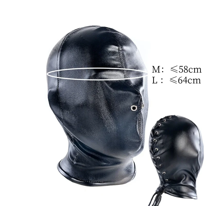 Maschera fetish per adulti con lacci, regolabile unisex, con cappuccio elastico per il controllo sensoriale e funzione bondage integrale. Giocattolo sessuale per coppie._voghion.com