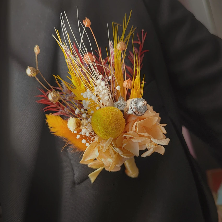 Boho Wedding Supply Groomsmen Buttonholes Pampas Bunny Tail Grass Bridesmaid Flower Wedding Cake Decor Mini Dried Flower Bouquet