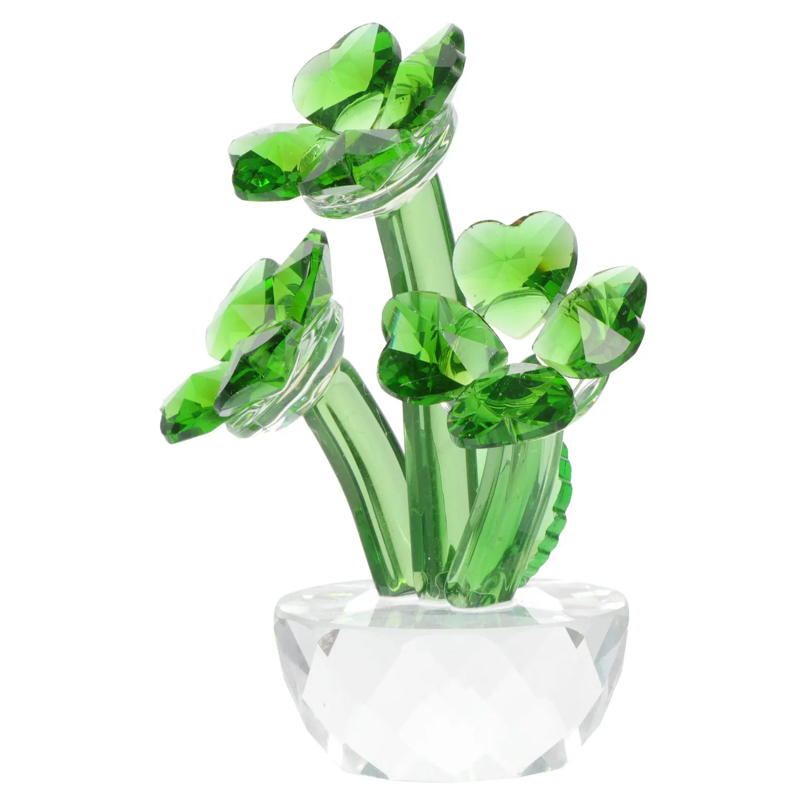 Four-Leaf Clover Crystal Adornment Desktop Craft Decor Delicate Clover Ornament Chic Home Desktop Decor Luck Symbol Modern
