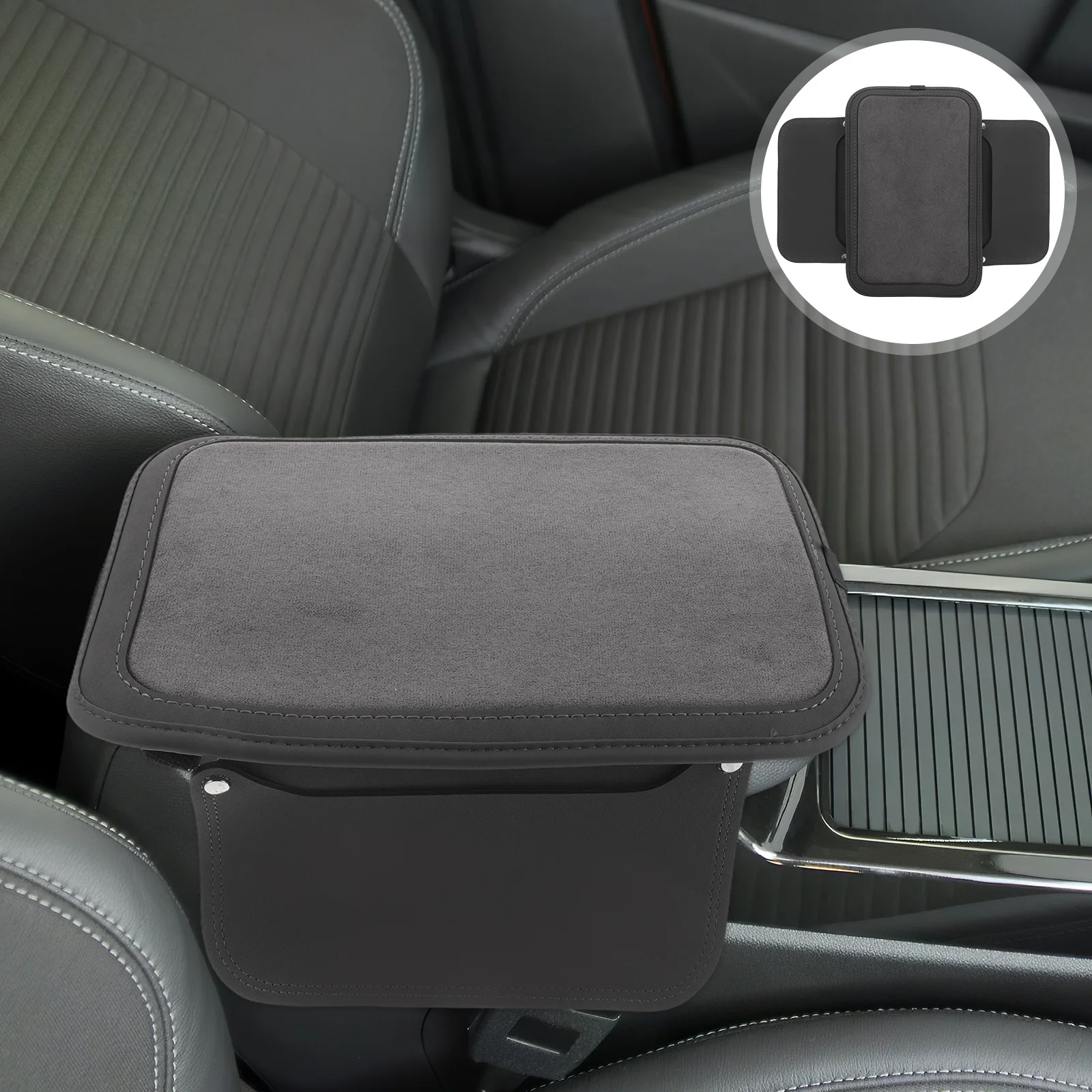 

Car Armrest Box Pad Pu Suede Waterproof Storage Organizer Center Console Elbow Rest Interior Accessories