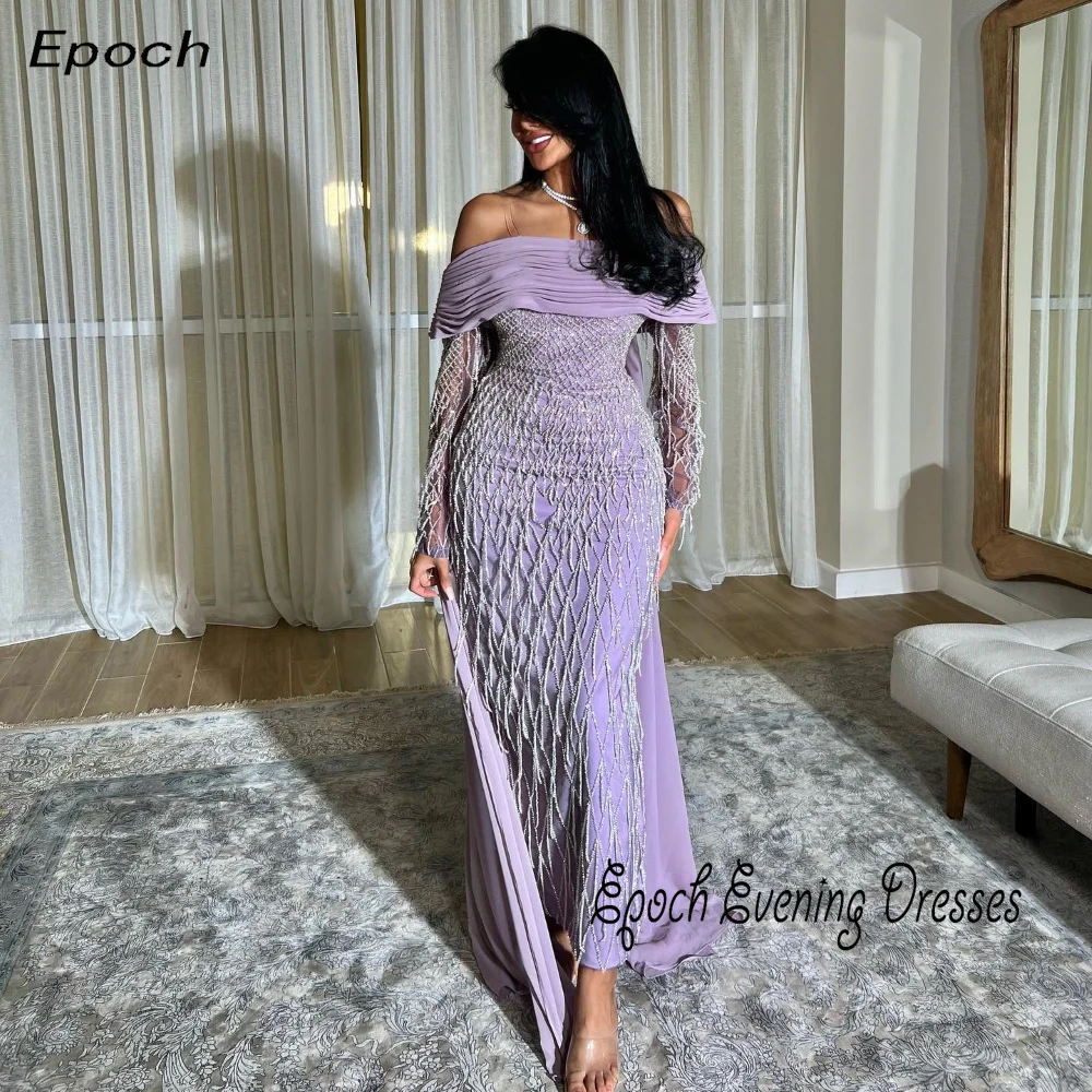 Epoch Long Evening Dress فساتين مناسبة رسميةTrumpet Off The Shoulder Shiny Tassel Cocktail Prom Gown For Sexy Women 2024