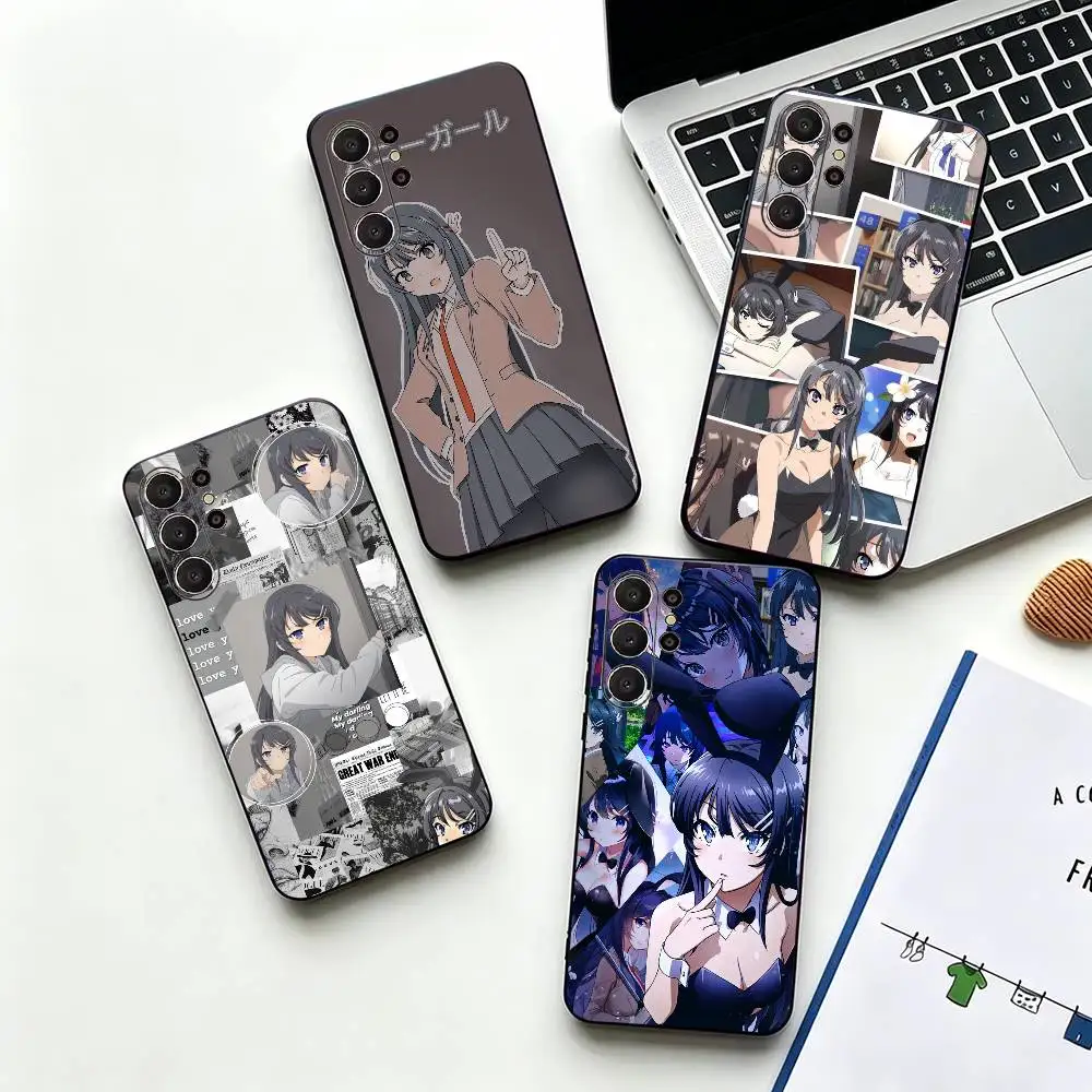 Anime Saft Sakurajima Mai -i Soft Silicone Case for Samsung S26, S24, S21, S22, S23, S30, Ultra,  Plus, FE, Lite-Black