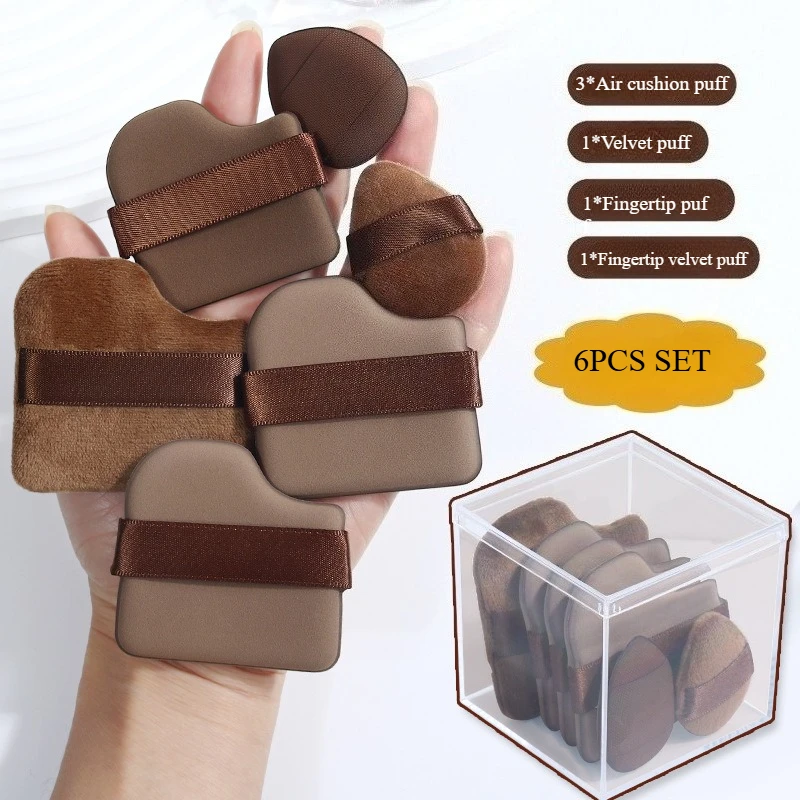

6PCS/Set Makeup Blender Cosmetic Puff Chocolate Air Cushion Foundation Sponge Loose Powder Puff Fit The Face Makeup Beauty Tools
