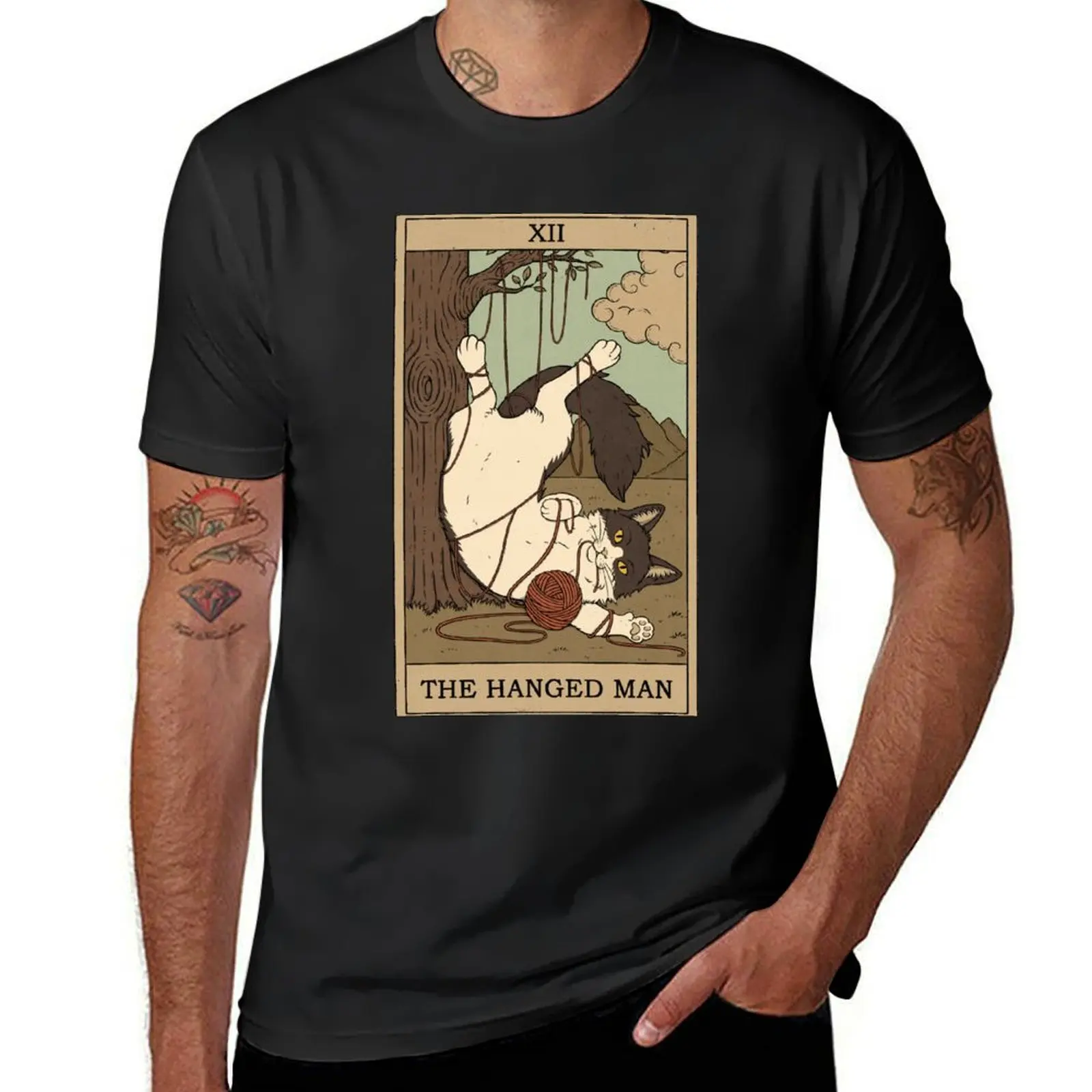 The Hanged Man- Cats Tarot T-Shirt quick drying customs design your own blacks sublime t shirts for men pack