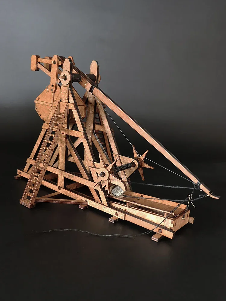 1:48 Counterweight Trebuchet Catapult DIY Ancient Chariot Model Siege Car Wooden 3D Puzzle Need Assembly Ornaments Toys Gifts