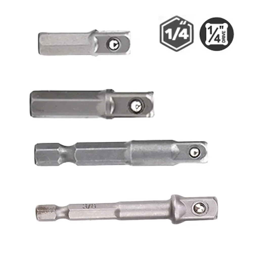Drill Socket Adapter 1/4'' Hex Shank Extension For Impact Driver 1/2'' 3/8'' 1/2'' Square Head Drill Bit Adapter Set Hand Tools