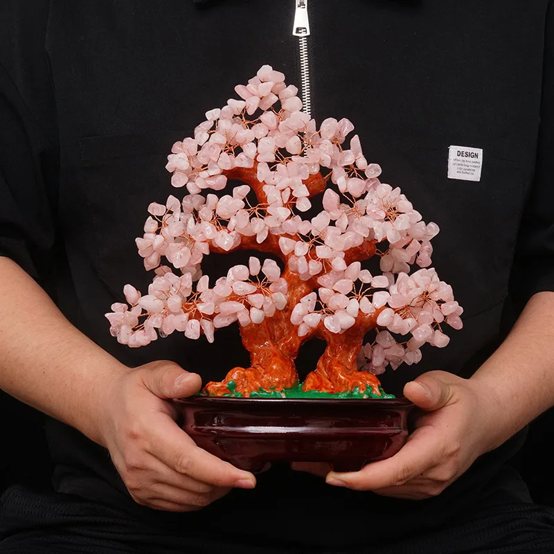 28cm Natural Pink Crystal Tree of Life Chakra Crystal Tree - Bonsai Feng Shui Money Tree for Healing and Luck - 11\