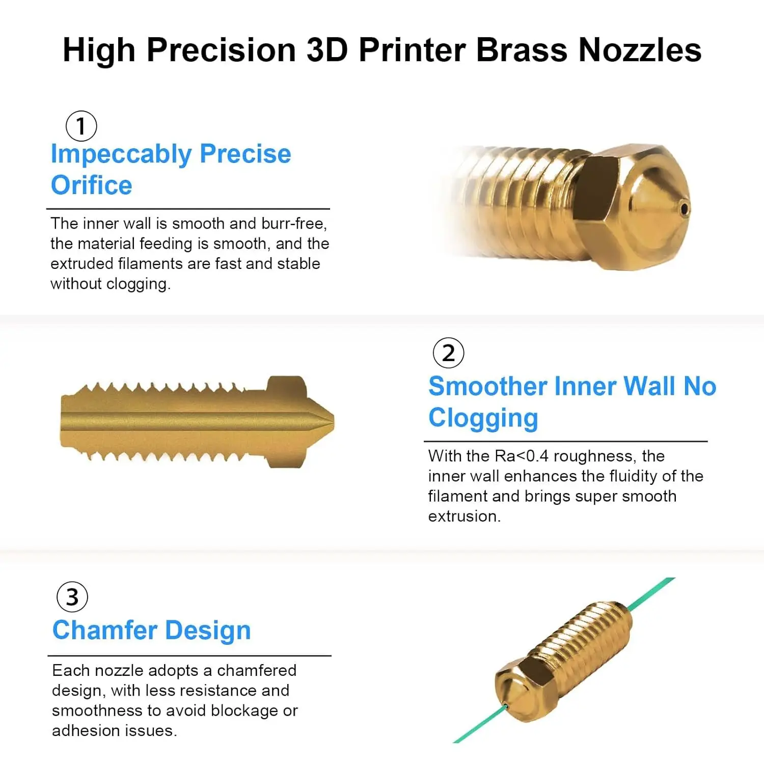 5/10 Stuks Extruder Hot End Printkop 0.4Mm Messing Vulkaan Nozzles Voor Anycubic Kobra 3/Kobra 3 Combo 3d Printer Onderdelen