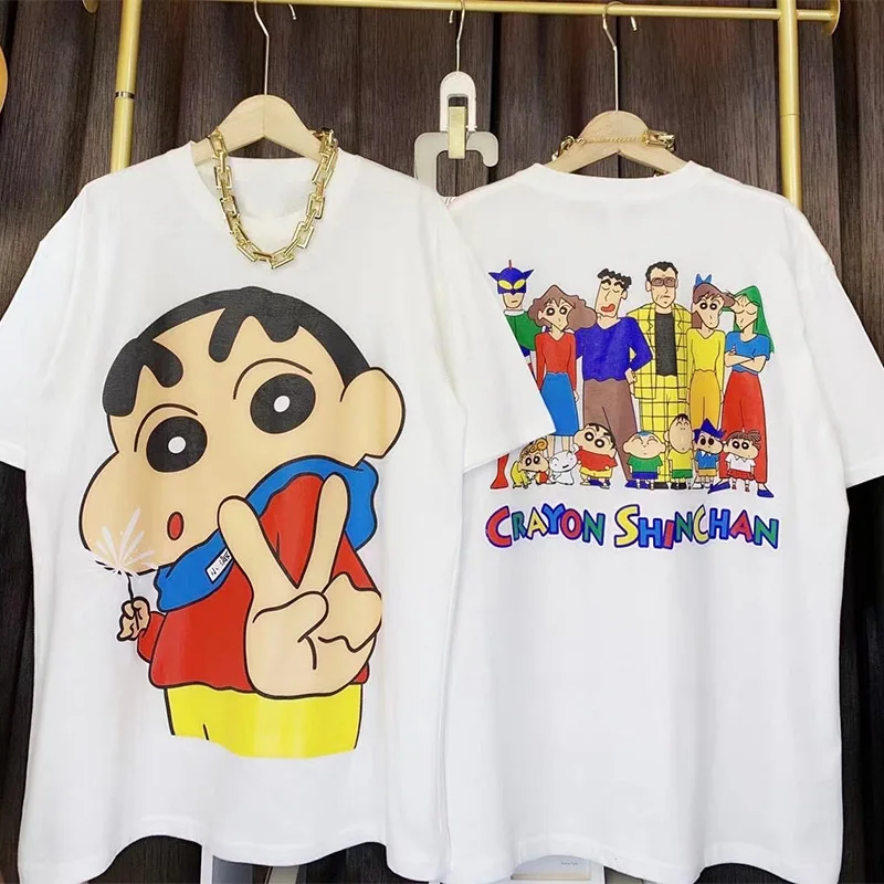 

Kawaii мультфильм футболка Crayon Shin-Chan аниме милый Shin-Chan Лето удобный и мягкий оверсайз короткий рукав креативные подарки