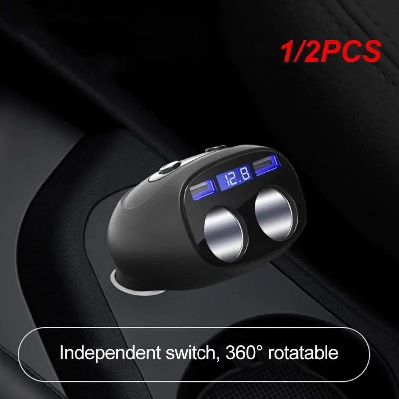 1/2PCS Car Charger QC3.0 USB Fast Charging Four With Double Switch Car Lighter Car Charging Multi-function Cigarette