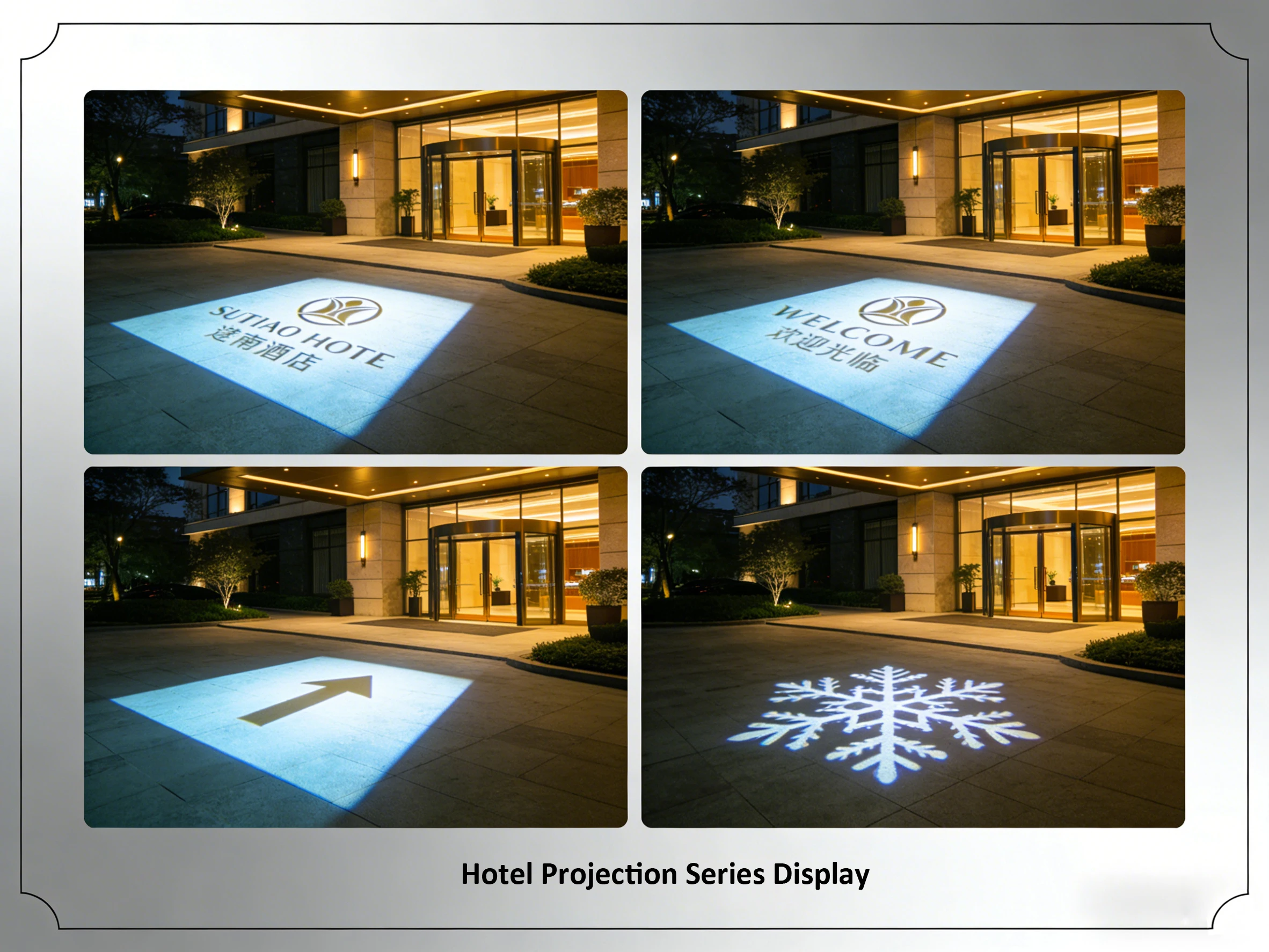 Nieuwe 4-beeld roterende Gobo-projector, 80 W IP65 waterdichte LED-commercieel licht voor buitenwinkelcentrumhotel, dynamisch reclamesysteem