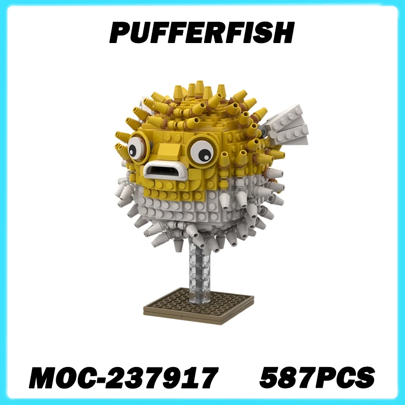 

587 шт. MOC-237917 Рыба-фугу, модель океанского животного, строительные блоки, кирпичи, креативная сборка своими руками, игрушки, украшение для рабочего стола, подарок для взрослых