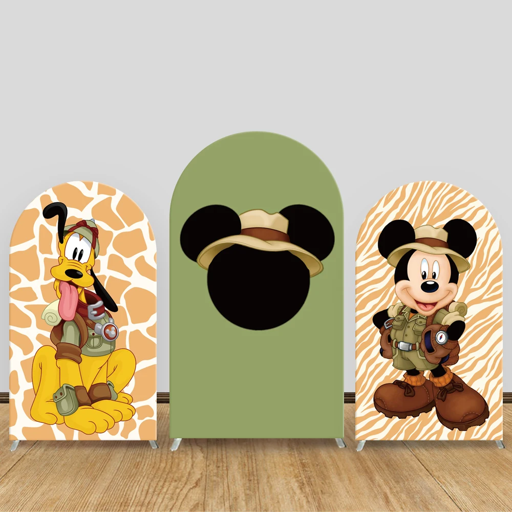 

Safari Mickey Arch Background Cover Adventure Theme Boys Birthday Baby Shower Photography Background Customiezd Party Decoration