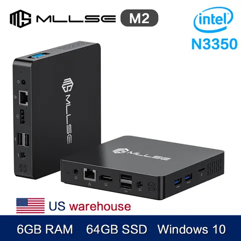 MLLSE M2 Mini PC Intel N3350 CPU 6GB RAM 64GB SSD WiFi5 BT4.2 Windows 10 Mini Desktop Computer