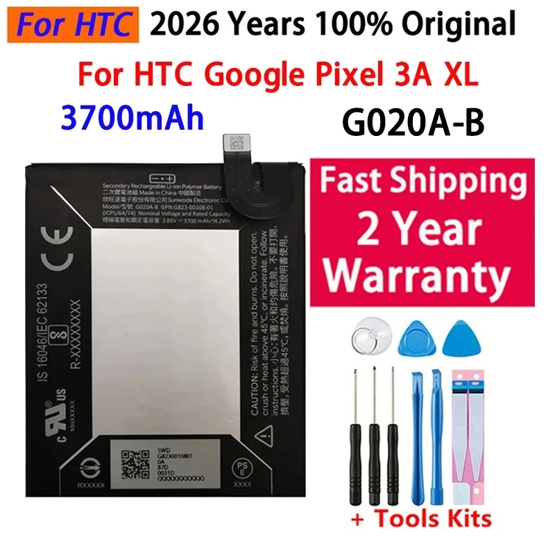 Fast Shipping 100% 3700mAh G020A-B Phone Replacement Battery For HTC Google Pixel 3A XL Batteries Bateria Batterij