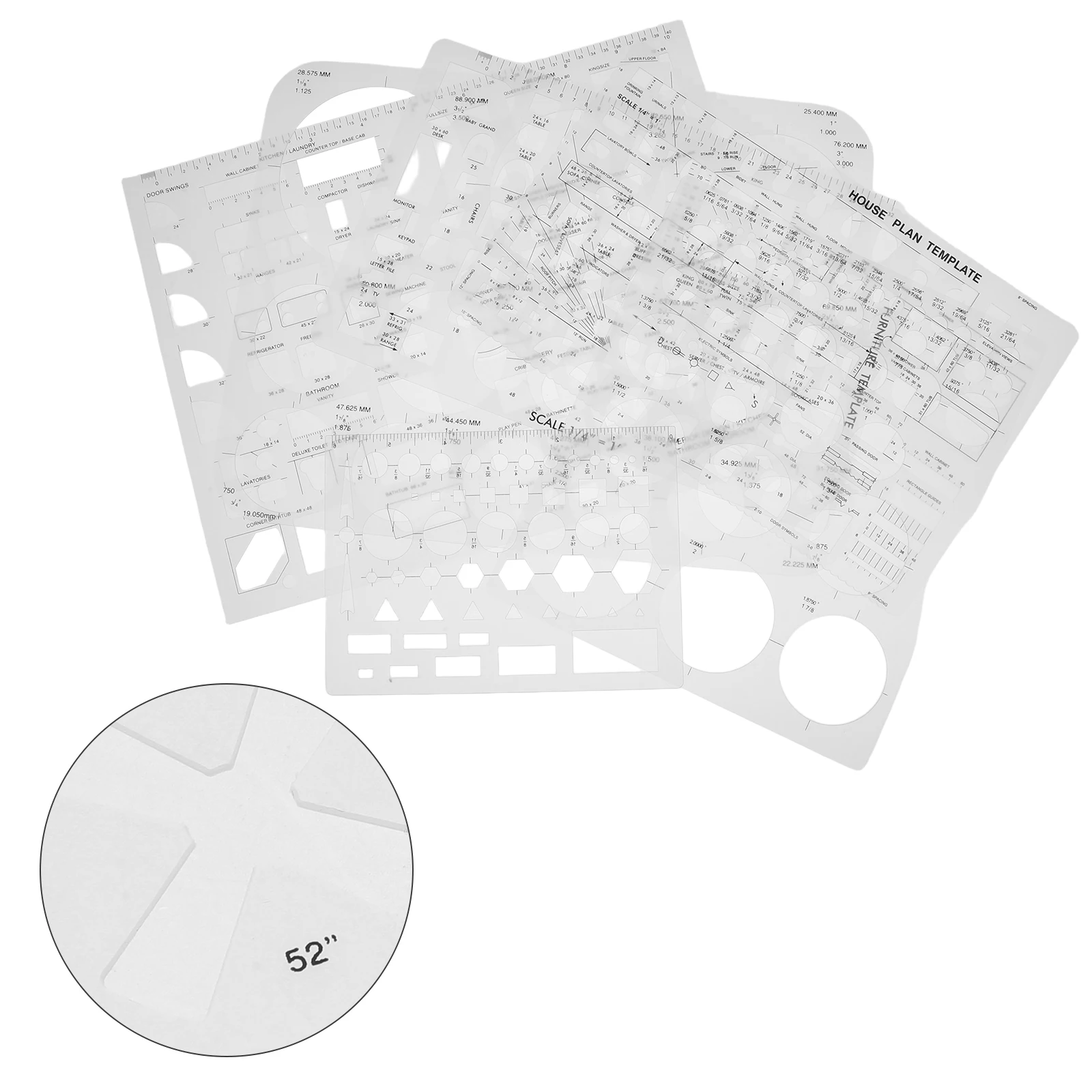 

6 pcs Geometric Drawing Templates Plastic Hollow Stencils For Engineering Drafting Architecture School Office Supplies Kids Math