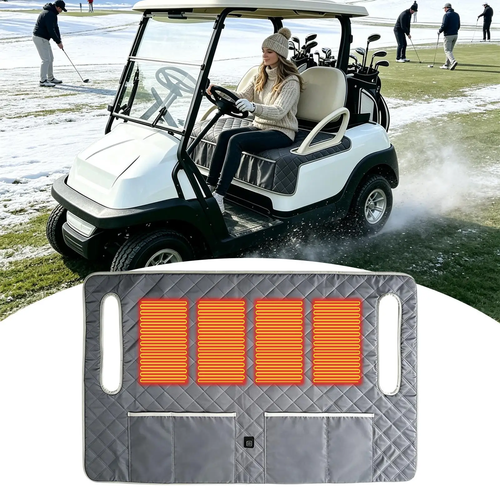 Comfortable Golf Cart Seat Cover USB Heated Blanket sightseeing car seat cover with three temperature control warm pad ﻿