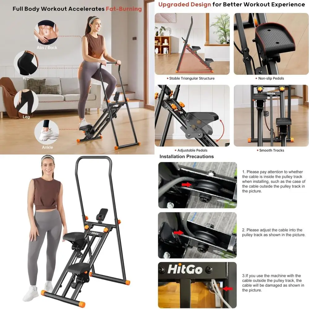 

Full-Body Cardio Home Gym Equipment: Adjustable Stepper with Extended Range and Handlebars