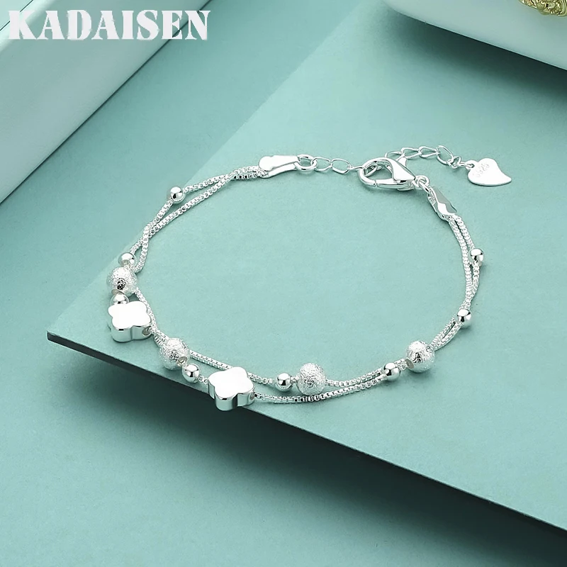 925 Sterling Silver Clover Bead Chain  Bracelets For Women Fashion Charm Designer Party Wedding Jewelry
