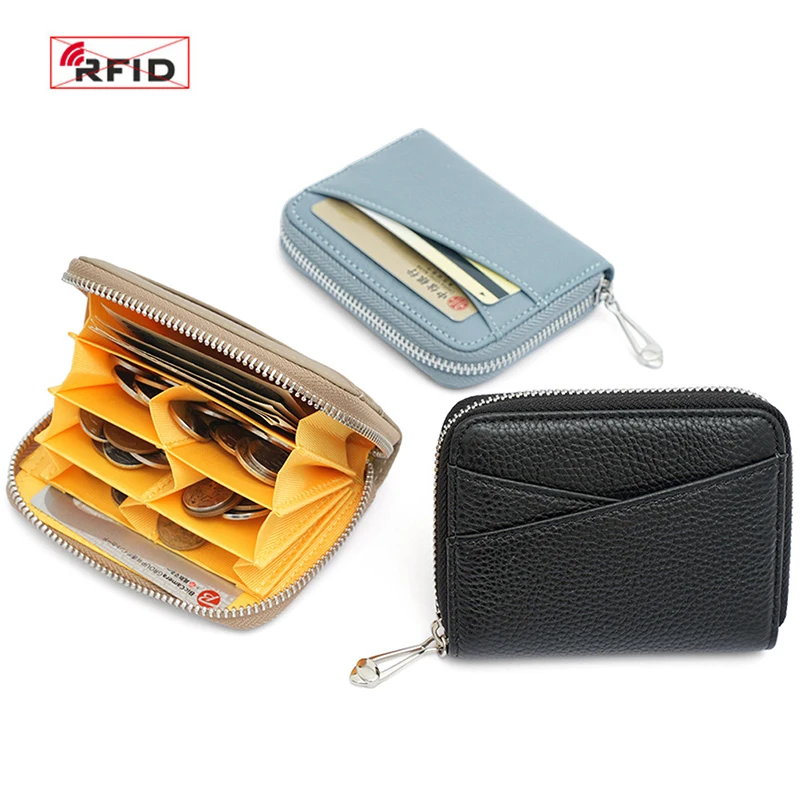 Western Cowhide Leather RFID Blocking Coin Women Purse Fashion Genuine Leather Short Wallet for Ladies