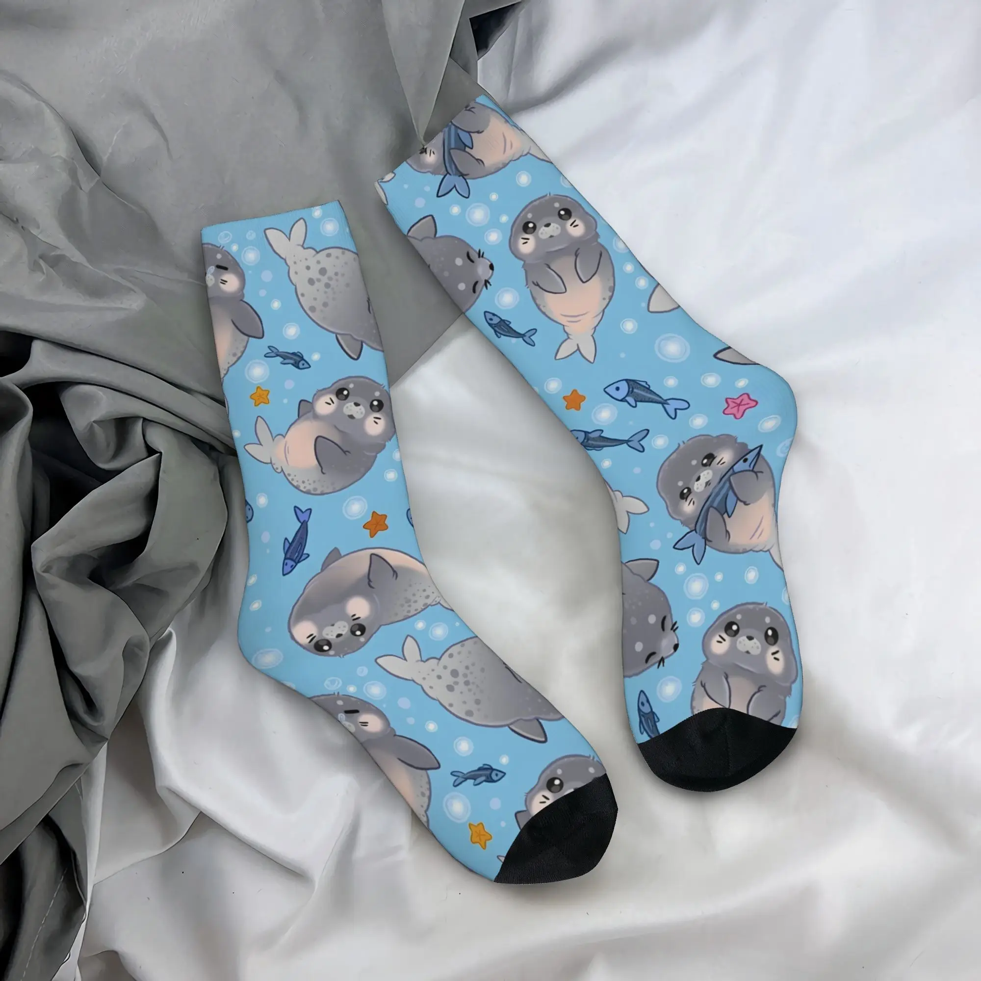 1 Pair Kawaii Seal Face Novelty Socks Retro Harajuku Hip Hop Seal Pattern Crew Socks Random Cute Seal Print for Themed Outfits